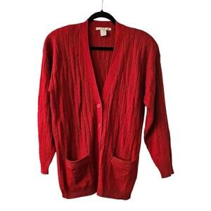 The Limited Vintage Womens Medium Cardigan Red Pockets Button Down Preppy